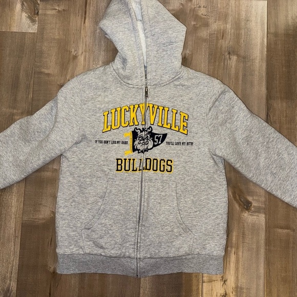 Lucky Brand Other - Lucky Brand Luckyville Bulldogs Gray Sherpa Lined Full Zip Youth 10/12
